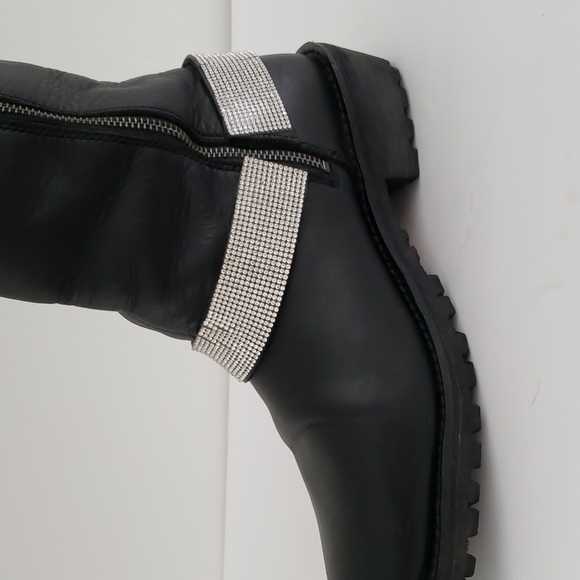 Milwaukee tall leather lace-up harness boots with bling - Picture 13 of 16